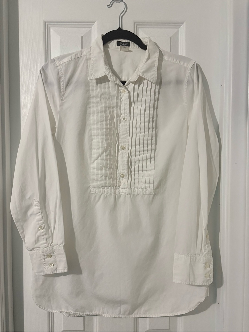 J.Crew Thomas Mason White Tuxedo Pintuck Shirt Blouse Size S - Picture 3 of 6